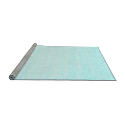 Sideview of Machine Washable Solid Light Blue Modern Rug, wshcon75lblu