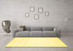 Machine Washable Solid Yellow Modern Rug in a Living Room, wshcon75yw