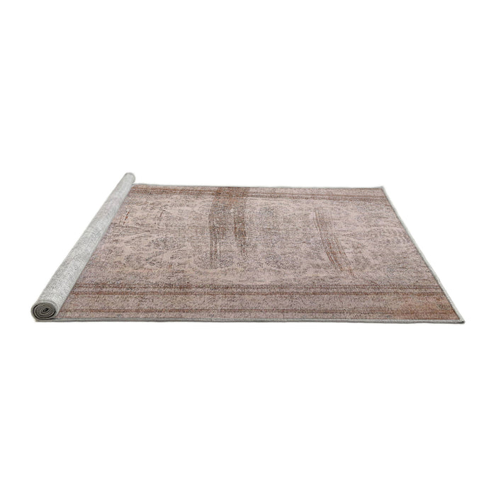 Serging Thickness of Machine Washable Contemporary Rose Pink Rug, wshcon760