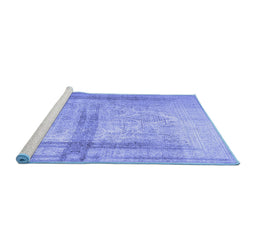 Sideview of Machine Washable Abstract Blue Contemporary Rug, wshcon760blu