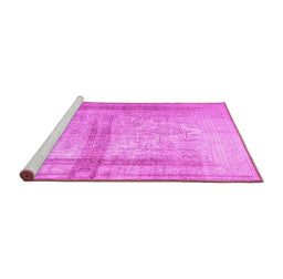 Sideview of Machine Washable Abstract Pink Contemporary Rug, wshcon760pnk