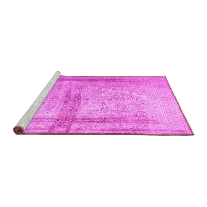 Sideview of Machine Washable Abstract Pink Contemporary Rug, wshcon760pnk