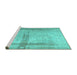 Sideview of Machine Washable Abstract Turquoise Contemporary Area Rugs, wshcon760turq