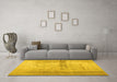 Machine Washable Abstract Yellow Contemporary Rug in a Living Room, wshcon760yw