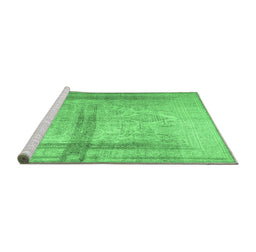 Sideview of Machine Washable Abstract Emerald Green Contemporary Area Rugs, wshcon760emgrn