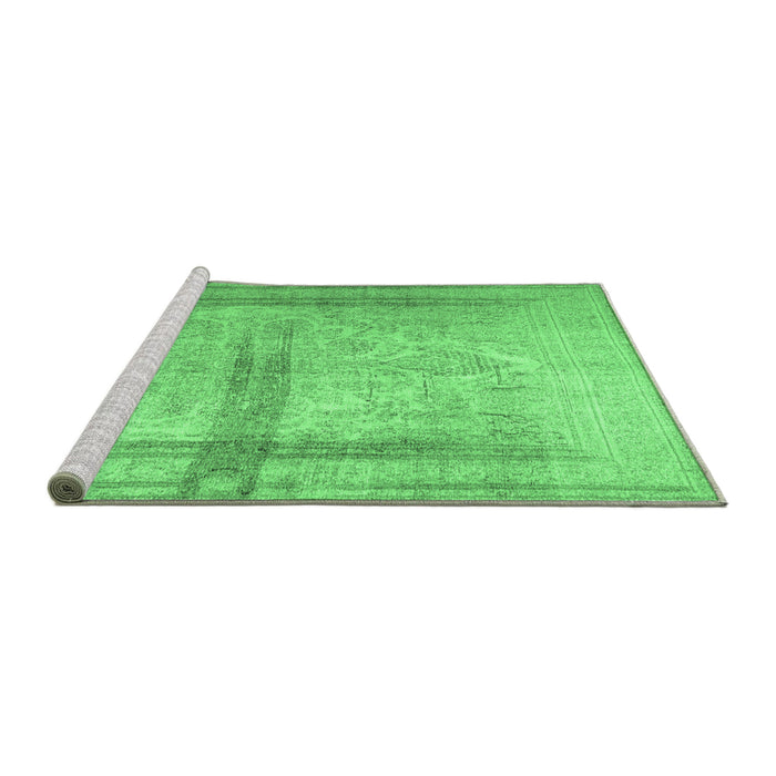 Sideview of Machine Washable Abstract Emerald Green Contemporary Area Rugs, wshcon760emgrn