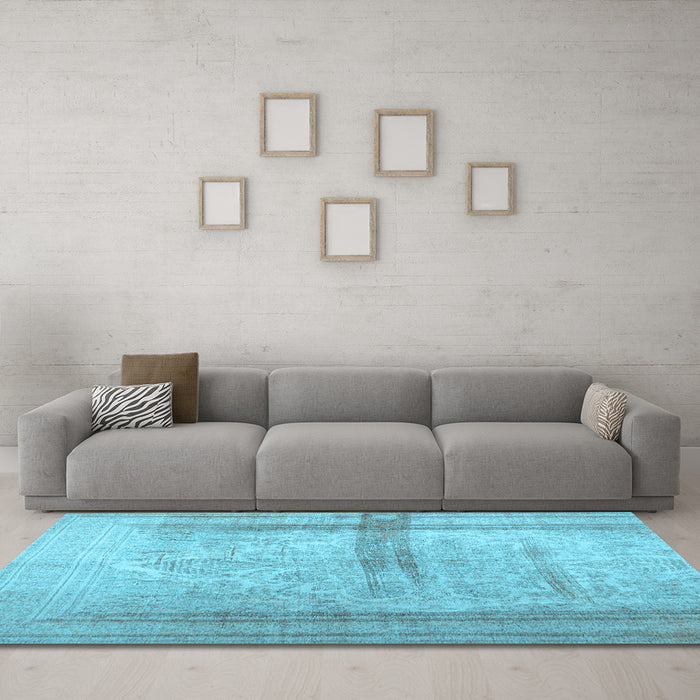 Machine Washable Abstract Light Blue Contemporary Rug in a Living Room, wshcon760lblu
