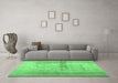 Machine Washable Abstract Emerald Green Contemporary Area Rugs in a Living Room,, wshcon760emgrn