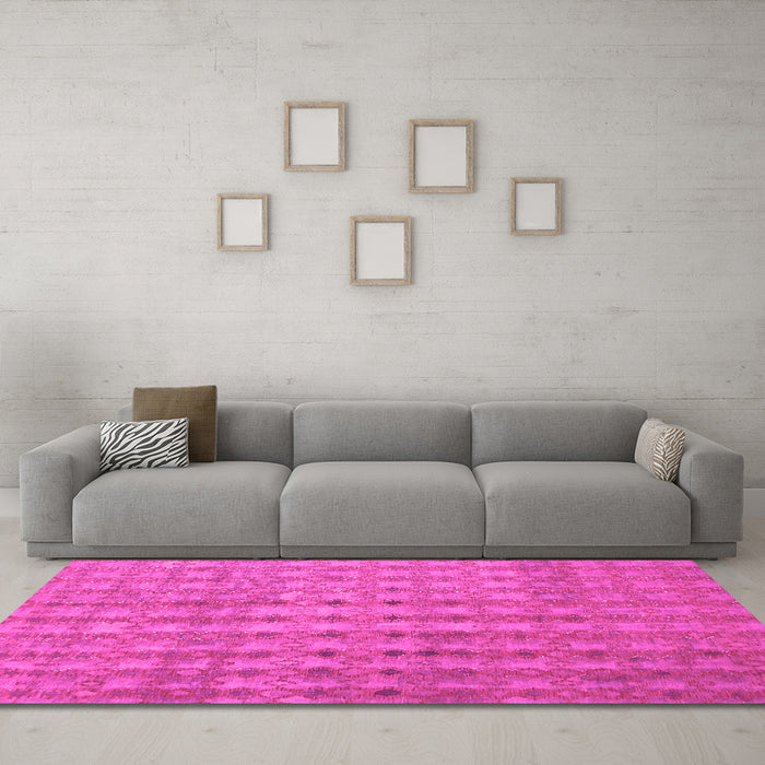 Machine Washable Abstract Pink Contemporary Rug in a Living Room, wshcon761pnk