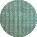 Round Abstract Light Blue Contemporary Rug, con761lblu