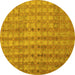 Round Abstract Yellow Contemporary Rug, con761yw