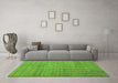 Machine Washable Abstract Green Contemporary Area Rugs in a Living Room,, wshcon761grn