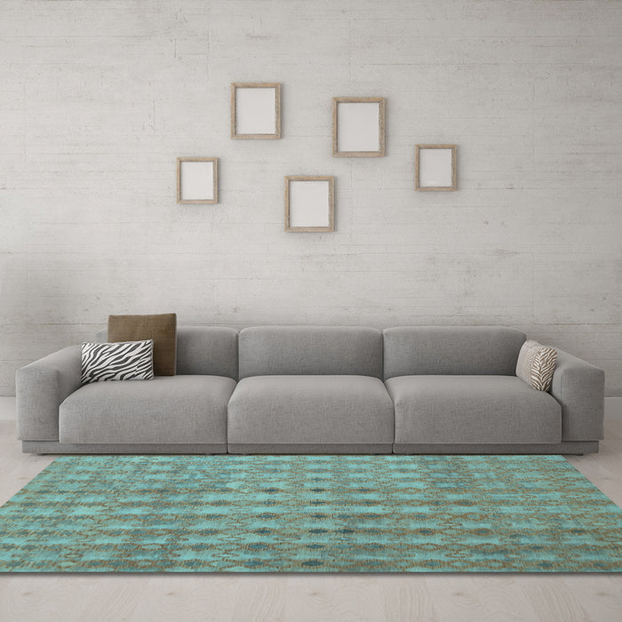 Machine Washable Abstract Light Blue Contemporary Rug in a Living Room, wshcon761lblu