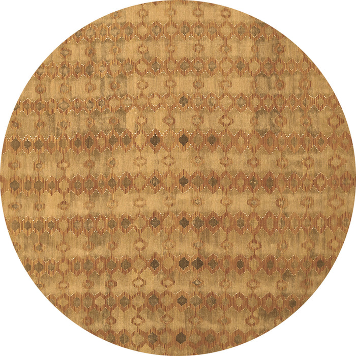Round Abstract Brown Contemporary Rug, con761brn