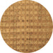 Round Abstract Brown Contemporary Rug, con761brn