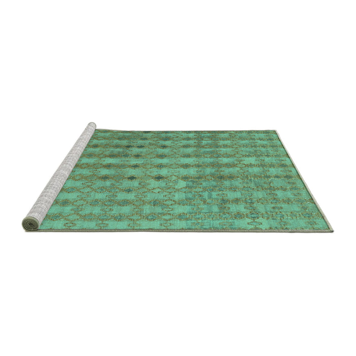 Sideview of Machine Washable Abstract Turquoise Contemporary Area Rugs, wshcon761turq