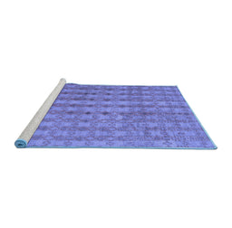 Sideview of Machine Washable Abstract Blue Contemporary Rug, wshcon761blu