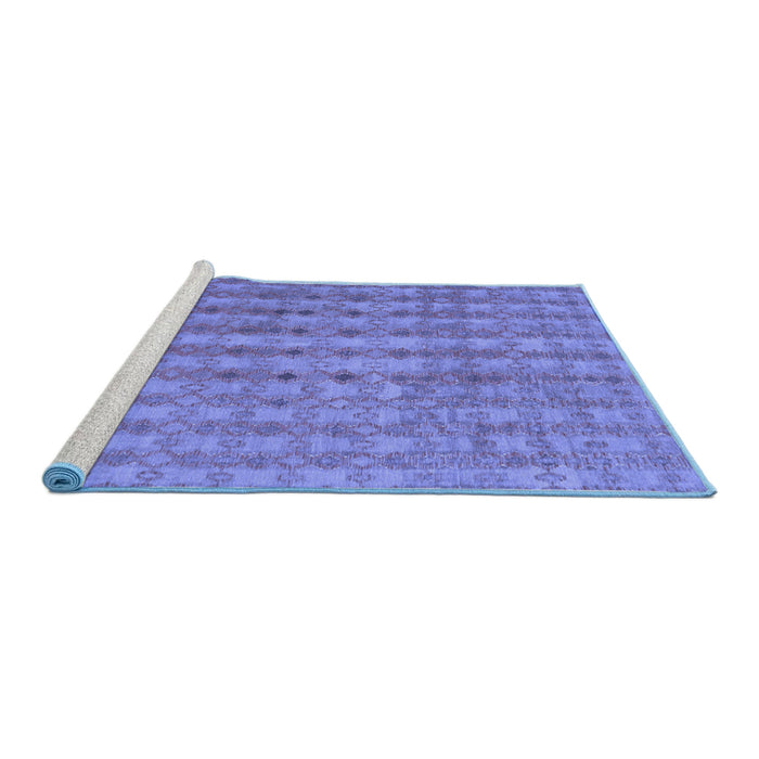 Sideview of Machine Washable Abstract Blue Contemporary Rug, wshcon761blu
