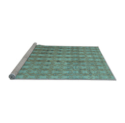 Sideview of Machine Washable Abstract Light Blue Contemporary Rug, wshcon761lblu