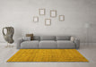 Machine Washable Abstract Yellow Contemporary Rug in a Living Room, wshcon761yw