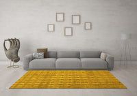 Machine Washable Abstract Yellow Contemporary Rug, wshcon761yw