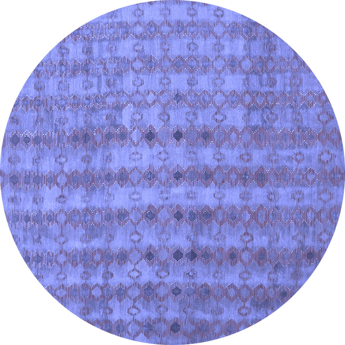 Round Abstract Blue Contemporary Rug, con761blu