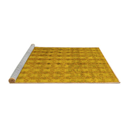 Sideview of Machine Washable Abstract Yellow Contemporary Rug, wshcon761yw