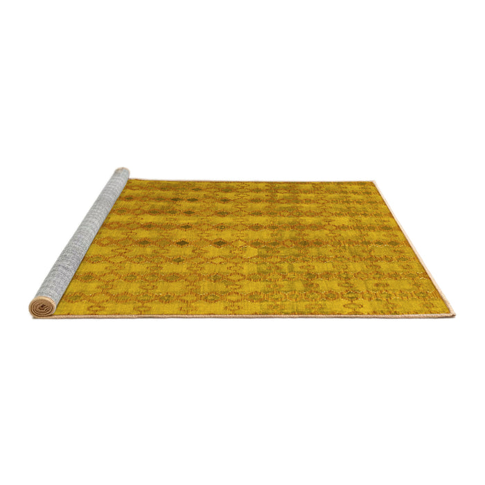 Sideview of Machine Washable Abstract Yellow Contemporary Rug, wshcon761yw