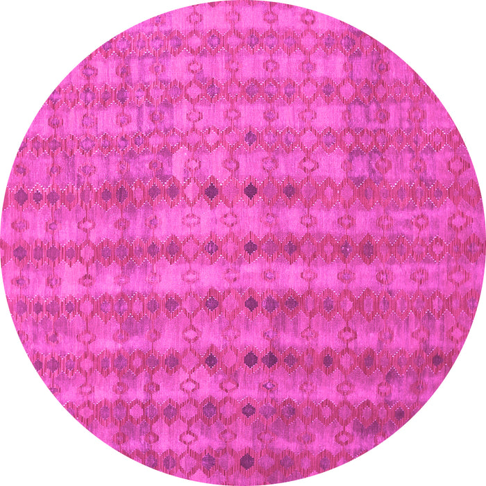 Round Machine Washable Abstract Pink Contemporary Rug, wshcon761pnk