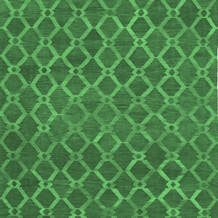 Square Machine Washable Abstract Emerald Green Contemporary Area Rugs, wshcon762emgrn