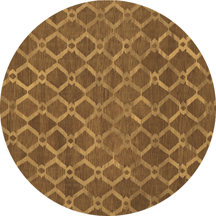 Round Abstract Brown Contemporary Rug, con762brn