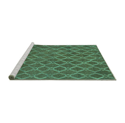 Sideview of Machine Washable Abstract Turquoise Contemporary Area Rugs, wshcon762turq
