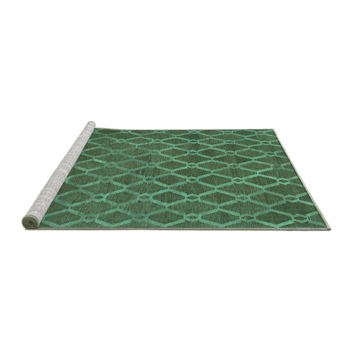 Sideview of Machine Washable Abstract Turquoise Contemporary Area Rugs, wshcon762turq