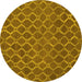 Round Abstract Yellow Contemporary Rug, con762yw