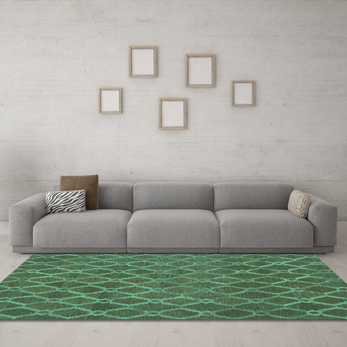 Machine Washable Abstract Turquoise Contemporary Area Rugs in a Living Room,, wshcon762turq