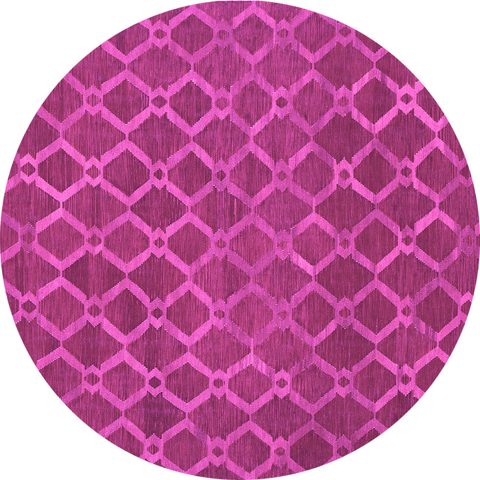 Round Abstract Pink Contemporary Rug, con762pnk