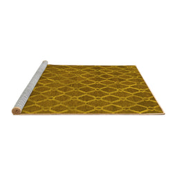 Sideview of Machine Washable Abstract Yellow Contemporary Rug, wshcon762yw