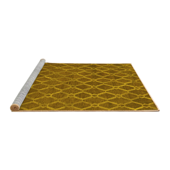 Sideview of Machine Washable Abstract Yellow Contemporary Rug, wshcon762yw