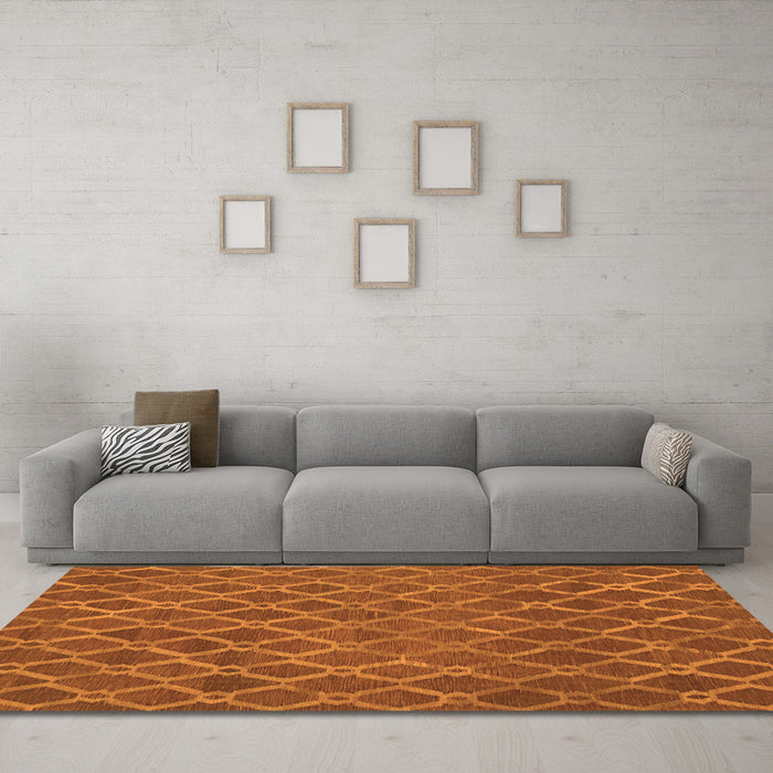 Machine Washable Abstract Orange Contemporary Area Rugs in a Living Room, wshcon762org