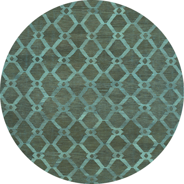 Round Abstract Light Blue Contemporary Rug, con762lblu