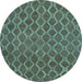 Round Abstract Light Blue Contemporary Rug, con762lblu