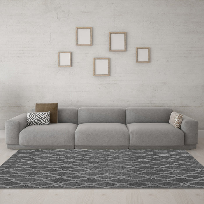 Machine Washable Abstract Gray Contemporary Rug in a Living Room,, wshcon762gry