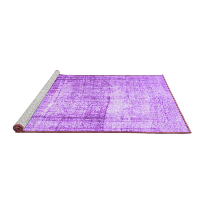 Sideview of Machine Washable Abstract Purple Contemporary Area Rugs, wshcon763pur