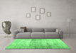 Machine Washable Abstract Emerald Green Contemporary Area Rugs in a Living Room,, wshcon763emgrn