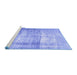 Sideview of Machine Washable Abstract Blue Contemporary Rug, wshcon763blu