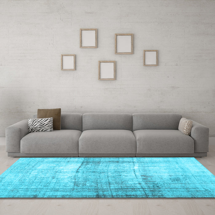 Machine Washable Abstract Light Blue Contemporary Rug in a Living Room, wshcon763lblu