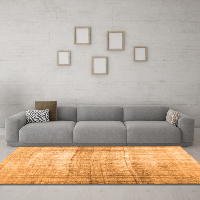 Machine Washable Abstract Orange Contemporary Area Rugs in a Living Room, wshcon763org