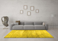 Machine Washable Abstract Yellow Contemporary Rug, wshcon763yw