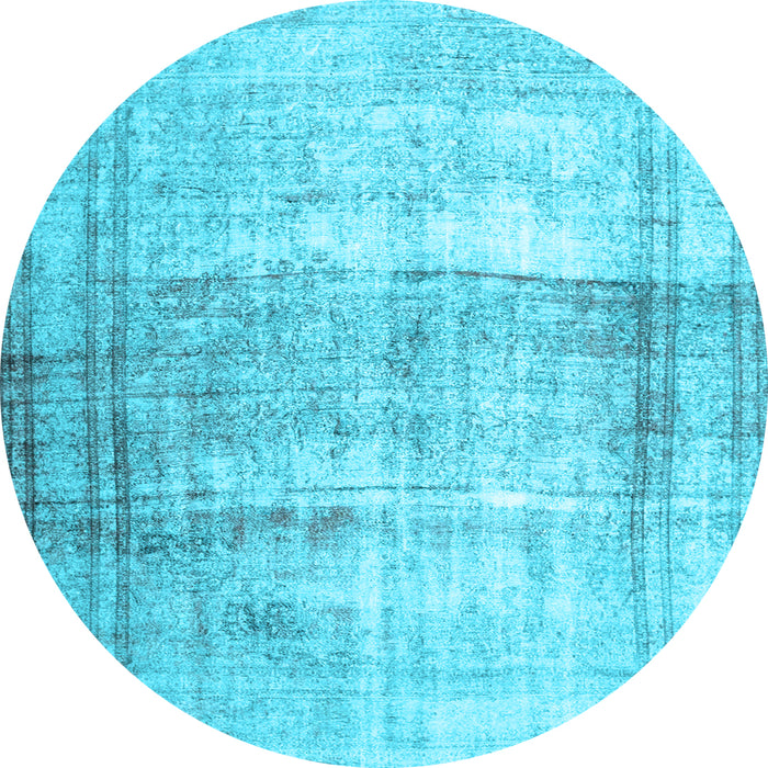 Round Abstract Light Blue Contemporary Rug, con763lblu