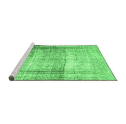 Sideview of Machine Washable Abstract Emerald Green Contemporary Area Rugs, wshcon763emgrn